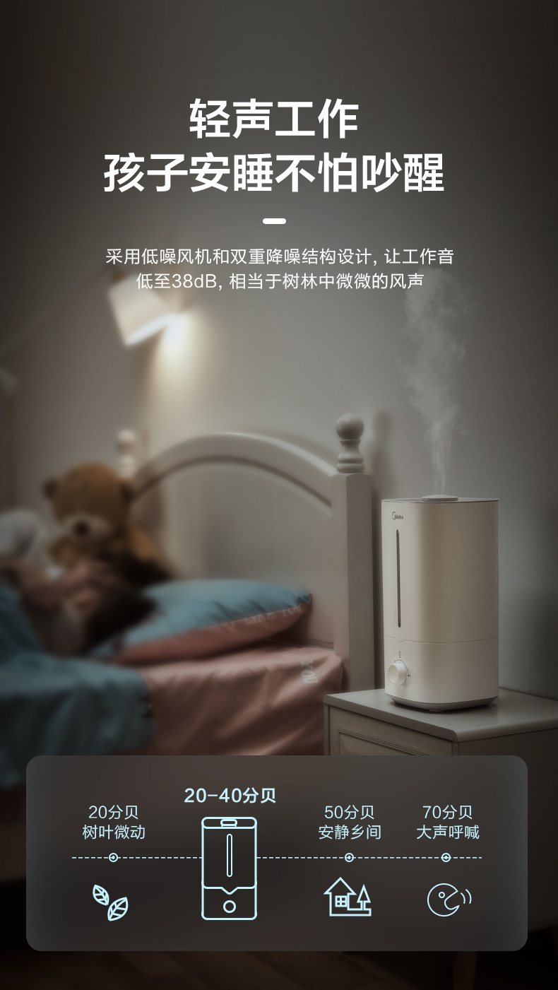 美的加濕器4.5L抗菌家用小型凈化空氣加濕器(圖9)